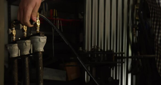 Blacksmith shop ignite propane forge