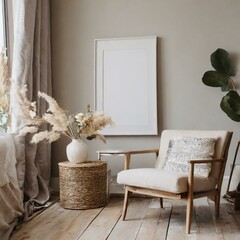 Frame Mockup. A comfortable chair. Modern home interior design