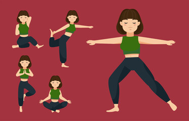 People in poses of yoga 