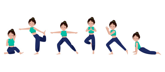 People in poses of yoga 