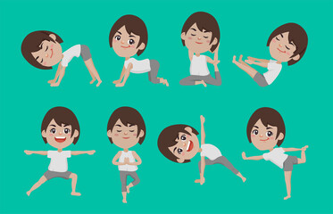 People in poses of yoga 