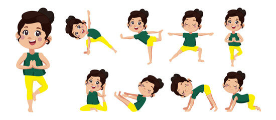 People in poses of yoga 