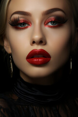 Fototapeta premium portrait of a woman with red lips