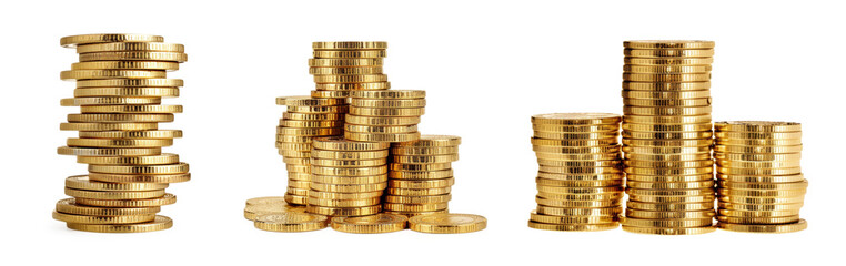gold coin stack isolated on white