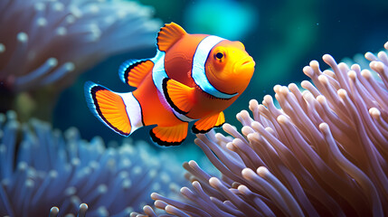 clownfish in sea anemone