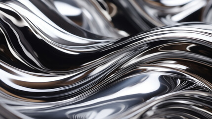 Monochrome Elegance: Shimmering Dark Liquid Metal