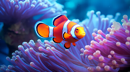 clownfish in sea anemone