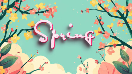 Flat spring season background with copy space
