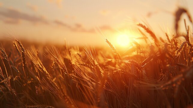 Peaceful Rural Sunset Over Wheat Field Picture