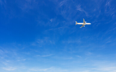 Fototapeta na wymiar 青空を背景にした飛行機