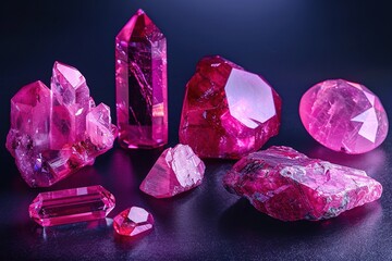 Radiant Gems: A Symphony of Nature's Colors - Amethyst, Lapis Lazuli, Rose Quartz, Citrine, Ruby,...