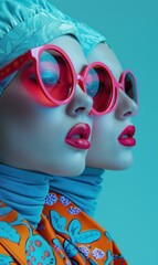 A women's fashion cover photo blending modern, elegant, luxurious, bold, and surreal art styles with technological elements.