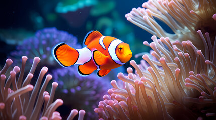 clownfish in sea anemone