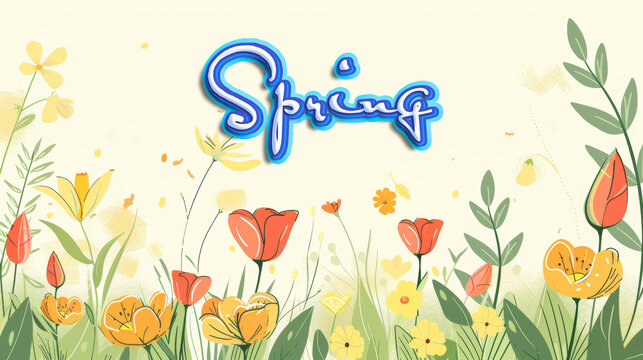 Hand drawn spring background with copy space
