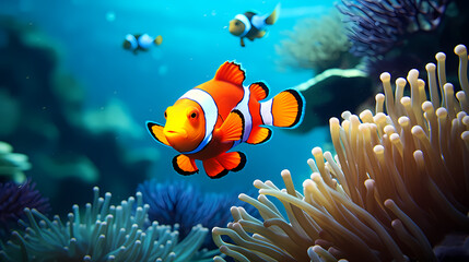 Obraz na płótnie Canvas clownfish in sea anemone