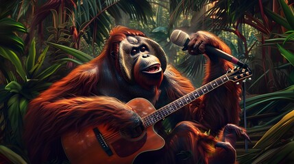 Orangutan Serenading the Jungle A Musical Performance in the Tropics