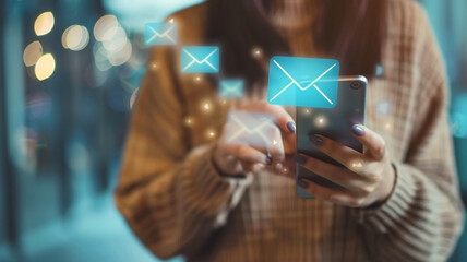 email icon pops up from a smartphone
