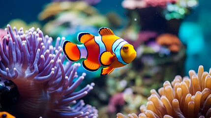 clownfish in sea anemone