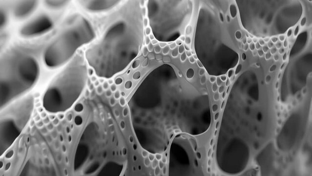 Magnified view of speckled surface demonstrating the air pockets ped in between the nanostructures that create a waterrepelling effect.
