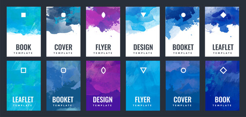 Brochure template layout, flyer cover design with watercolor background