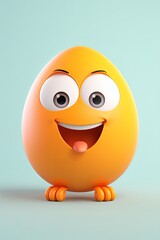Fototapeta premium Close-up shot of a smiling egg mascot with rosy cheeks cute expression