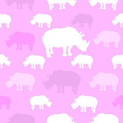 Vector seamless pattern with rhinoceros. Can be used for, wallpaper, pattern fills, web page background, surface textures