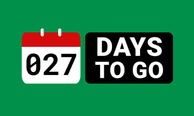 27 days to go last countdown. twenty seven days go sale price offer promo deal timer, 27 days only