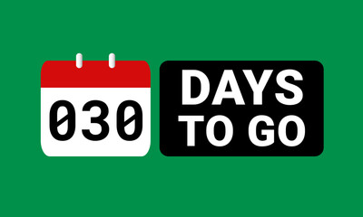 30 days to go last countdown. thirty days go sale price offer promo deal timer, 30 days only