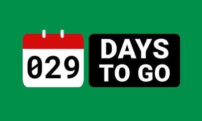 29 days to go last countdown. twenty nine days go sale price offer promo deal timer, 29 days only