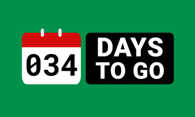 34 days to go last countdown. thirty four days go sale price offer promo deal timer, 34 days only