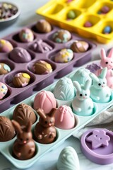 Easter Treats in the Making: Vibrant Trays Designed for Molding Chocolate into Seasonal Delights
