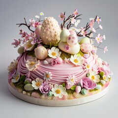 Obraz na płótnie Canvas From Oven to Masterpiece: The Delicate Art of Easter Cake Decoration by a Creative Female Chef