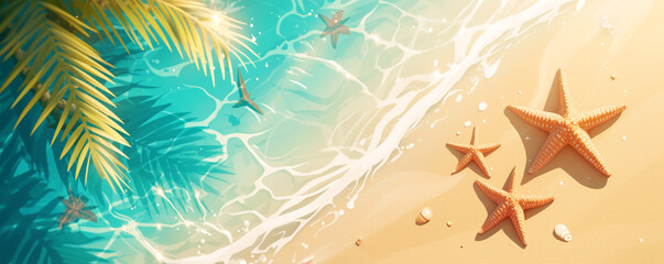 Fototapeta na wymiar Starfish on the beach, Summer vacation theme