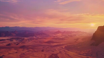 Majestic Sunset in Vast Desert Wilderness