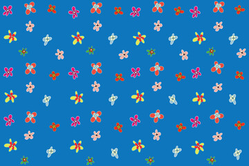 Illustration wallpaper of Abstract flower on blue background.