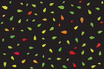 Illustration wallpaper of Abstract multicolor leaf on black background.