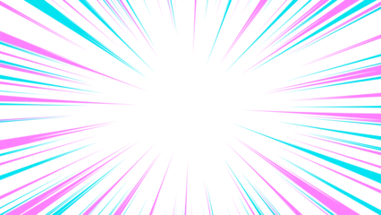 Foto op Plexiglas ピンクとブルーのポップな集中線の背景素材 © tukinoto