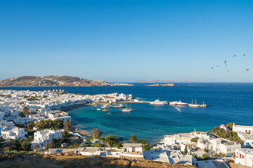 Fototapeta na wymiar Coast of Mykonos town. Mykonos island, Cyclades, Greece