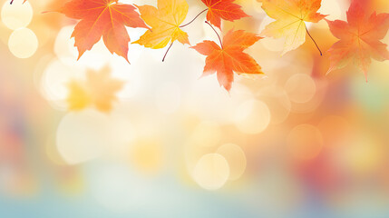 Naklejka na ściany i meble Autumn Maple Leaves on Blurred Background