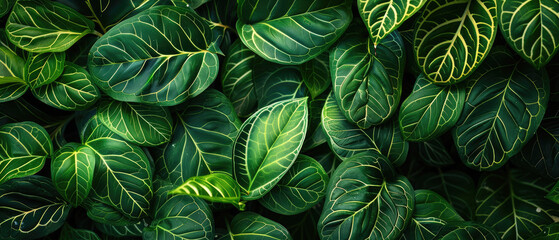 Lush Green Tropical Leaves Background