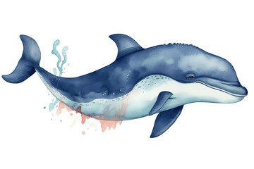 illustration cute animal underwater whale Watercolor baby ocean blue