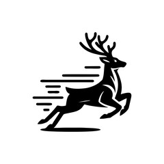 running deer logo concept. Deer logo design template. Deer silhouette on a white backgrounds, vector illustration