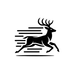 running deer logo concept. Deer logo design template. Deer silhouette on a white backgrounds, vector illustration