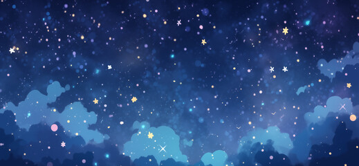 Hand drawn cartoon night starry sky illustration
