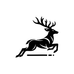 running deer logo concept. Deer logo design template. Deer silhouette on a white backgrounds, vector illustration