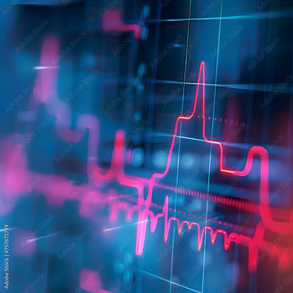 Wall mural an ekg readout of a steady heartbeat full screen on a modern computer.