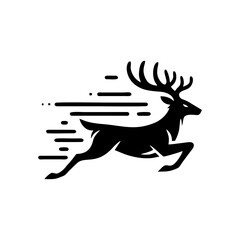 running deer logo concept. Deer logo design template. Deer silhouette on a white backgrounds, vector illustration