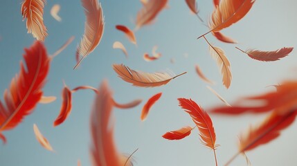 objects falling gracefully in a pattern resembling the descent of feathers. The animation will emphasize smooth, gentle movements to convey the lightweight nature of the objects.