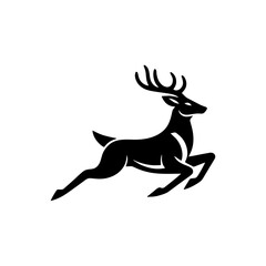 running deer logo concept. Deer logo design template. Deer silhouette on a white backgrounds, vector illustration