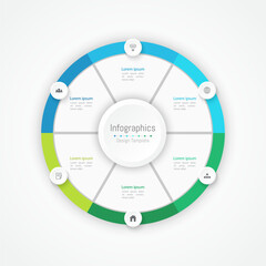Infographic 6 options design elements for your business data. Vector Illustration.